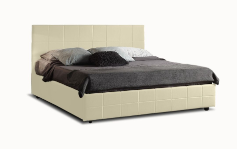 Letto Pegaso - Ecopelle, Beige, Matrimoniale